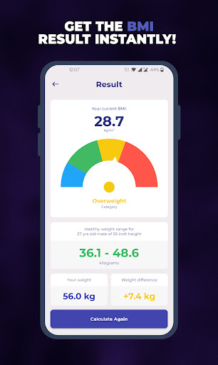 Simple BMI Calculator Screen 3