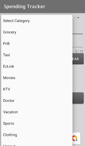 Spending Tracker Screen 2