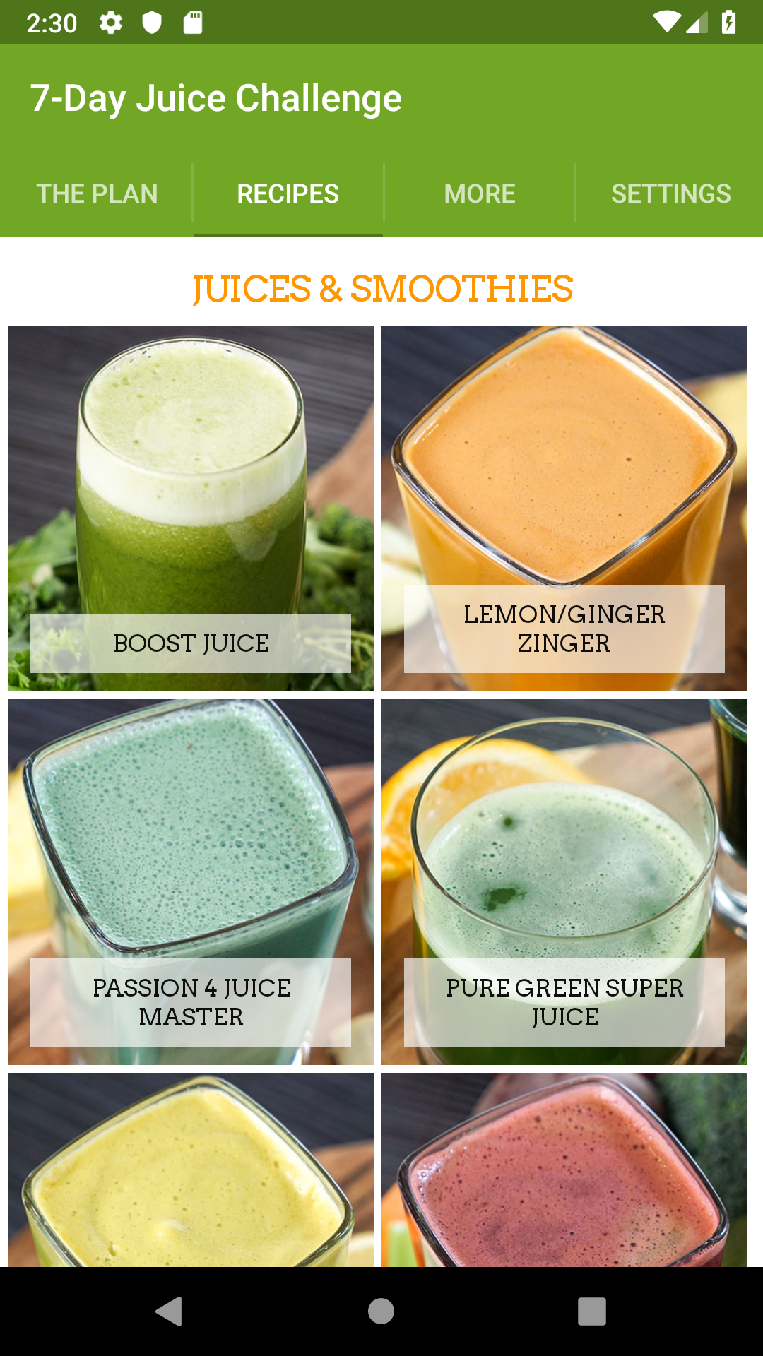 Android application Jason’s 7-Day Juice Challenge screenshort