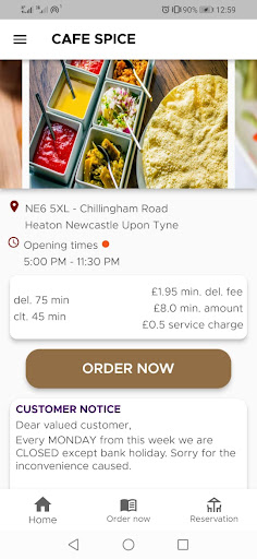 Android application Cafe Spice screenshort