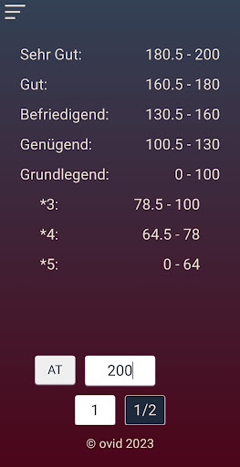Android application Grade Calculator screenshort