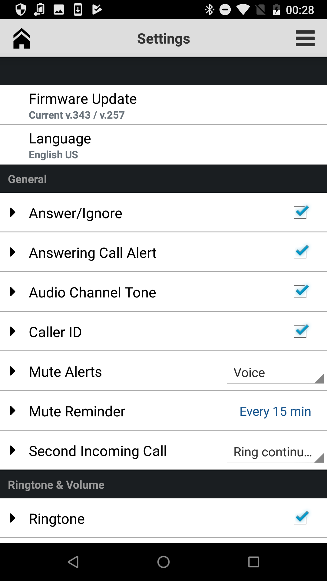 Android application Plantronics Hub screenshort