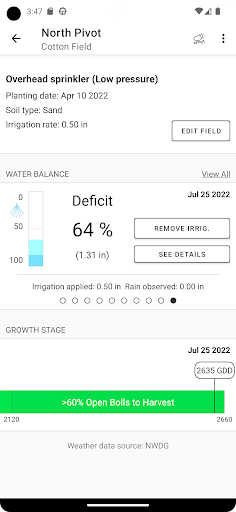 Smartirrigation CropFit Screen 2