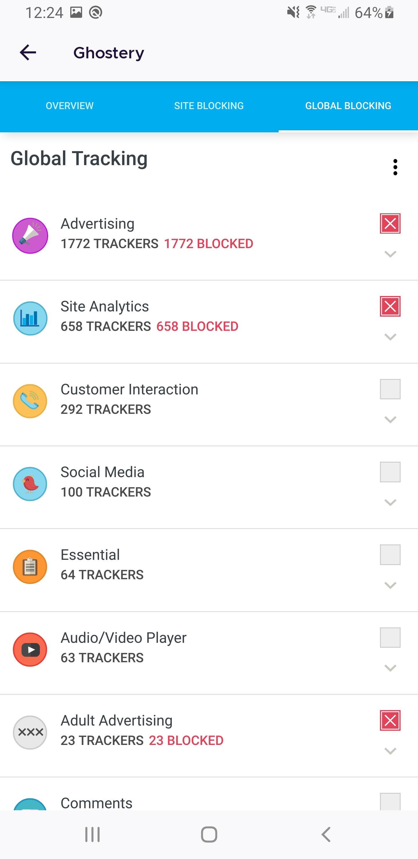 Android application Ghostery Privacy Browser screenshort