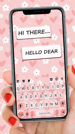 Android application Daisy Pink SMS Keyboard Backgr screenshort