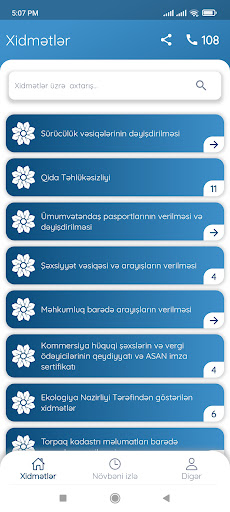 Android application ASAN növbə screenshort