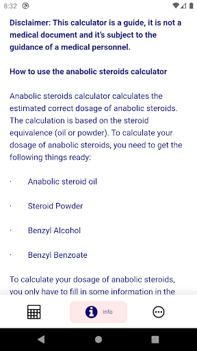 Anabolic Steroid Calculator Screen 3