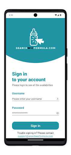 Android application Search WIC Formula screenshort