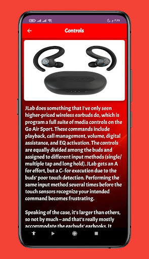 Android application JLab Go Air Sport guide screenshort