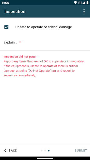 Equipment Inspections Screen 3