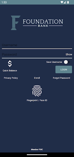 Android application Foundation Bank Mobile screenshort