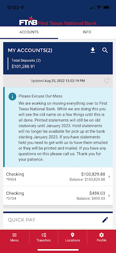 First Texas National Bank Screen 2