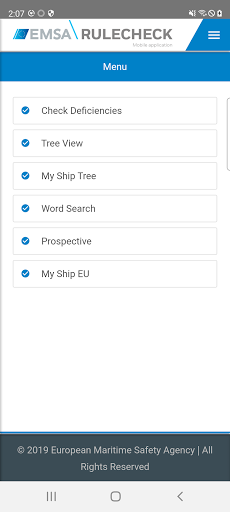 Android application EMSA RuleCheck Mobile screenshort