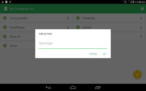 Screenshot of My Shopping List - to do list