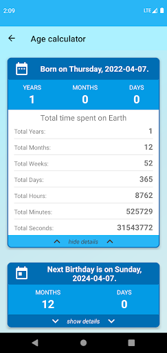 Age & Date Calculator Screen 3