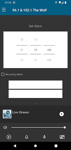 Android application 96.1 & 102.1 The Wolf screenshort