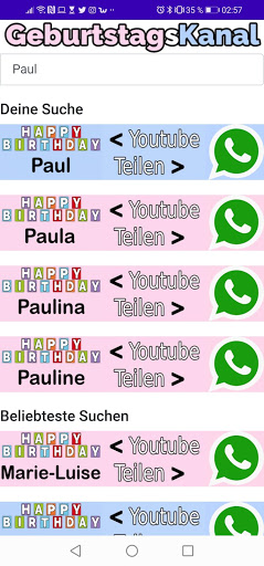 Android application Geburtstagslieder für Whatsapp screenshort