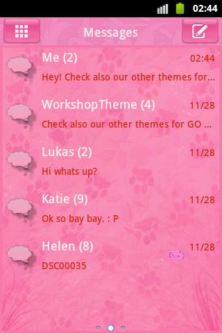 Android application Pink 2 GO SMS PRO Theme screenshort