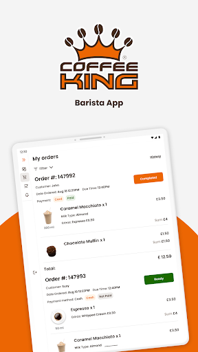 Android application Coffee King Barista screenshort