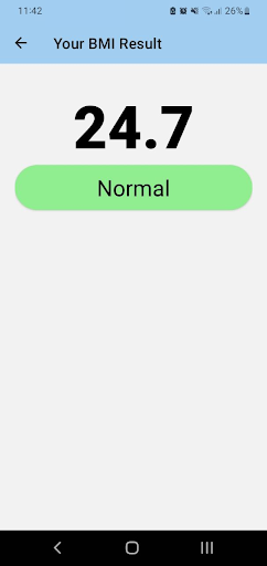 BMI Calculator Screen 2