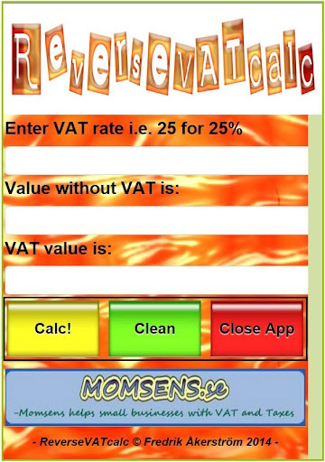 Android application Reverse VAT calc screenshort