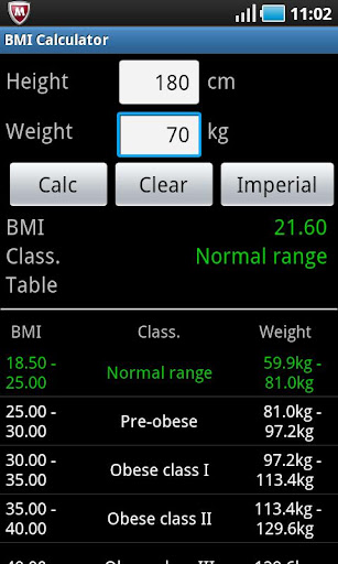 BMI Calculator Screen 2