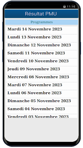 Résultat PMU SEN. Screen 3