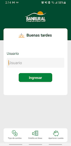 Android application Banrural Móvil Honduras screenshort