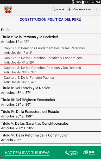 Captura 8 Constitución Política del Perú android