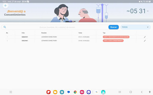 Android application INFOSALUD screenshort