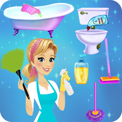 beauty house cleaning game logo