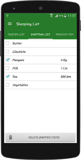 Shopping List Screen 3