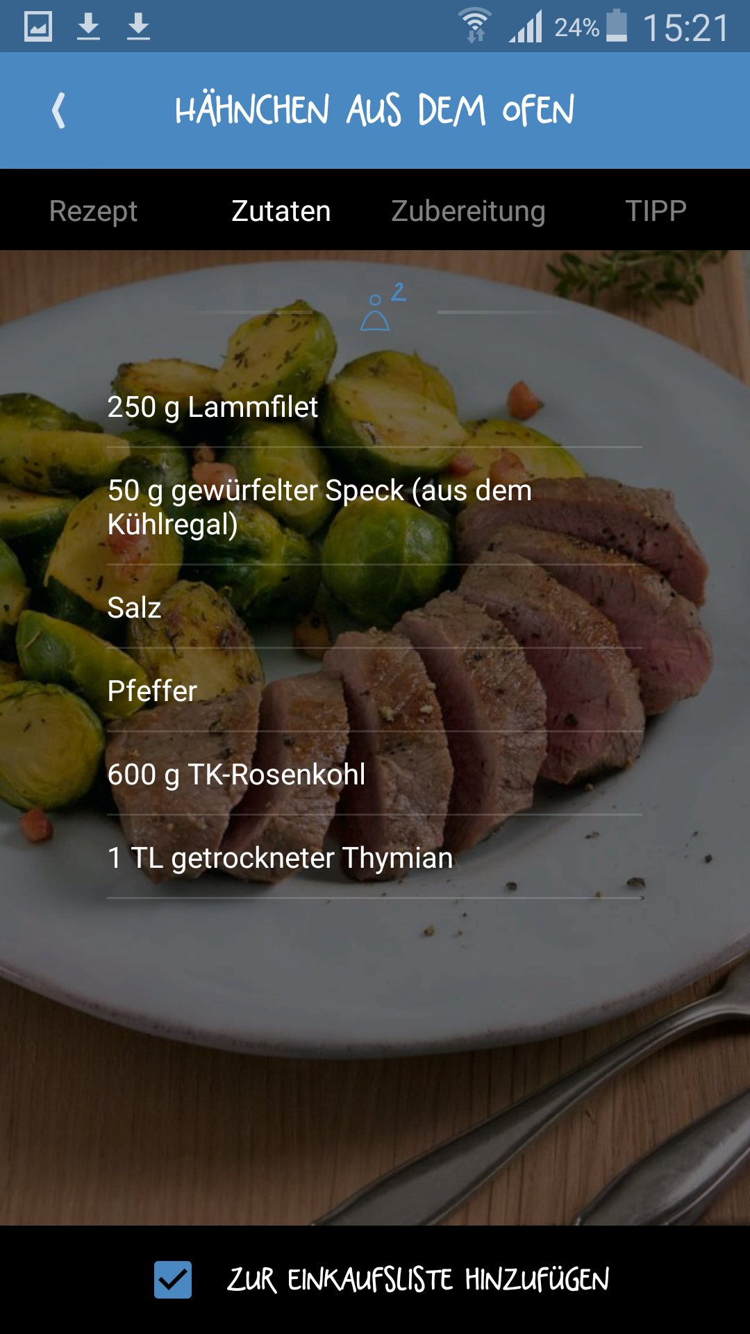 Android application Schlank im Schlaf - Abendessen screenshort