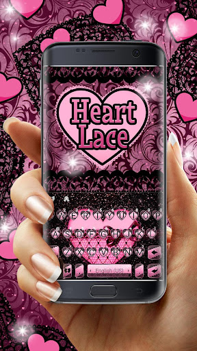 Android application Pink Lace Heart Keyboard Theme screenshort