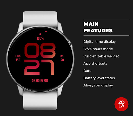 Stylish Maroon Watch Face Screen 2