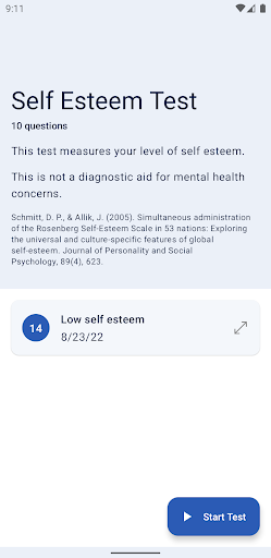 Android application Confidence / Self-Esteem Test screenshort
