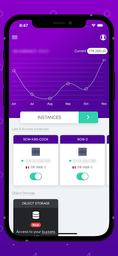 Android application Scaleway Manager screenshort