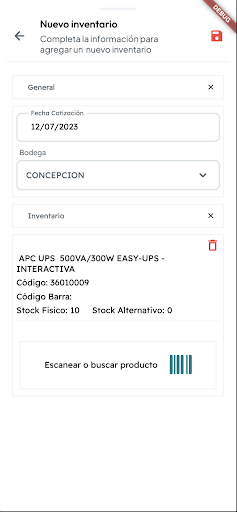 Prixus Inventario Screen 3