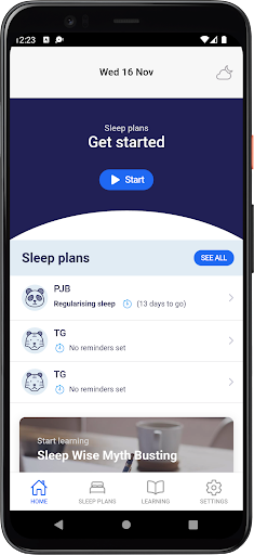 Android application Sleep Wise screenshort