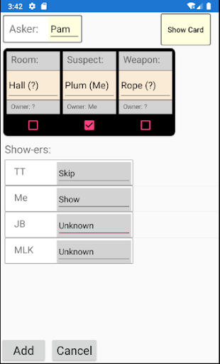 Clue Solver Screen 3