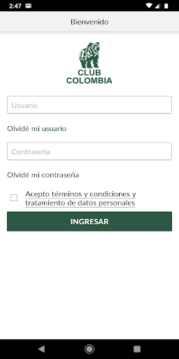 Android application Club Colombia screenshort