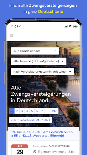 Android application Zwangsversteigerungen zvgsuche screenshort