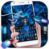 blue rocket keyboard light space icon