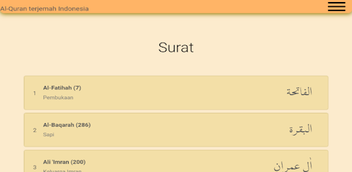 Android application Al-Quran terjemah Indonesia screenshort
