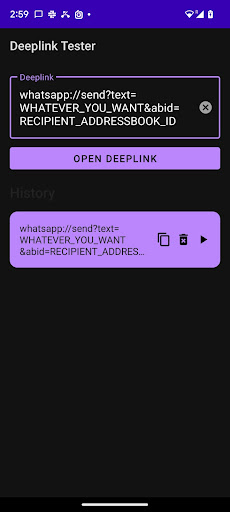 Deeplink Tester Screen 2