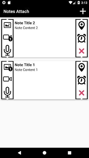 Android application Notes Attach screenshort