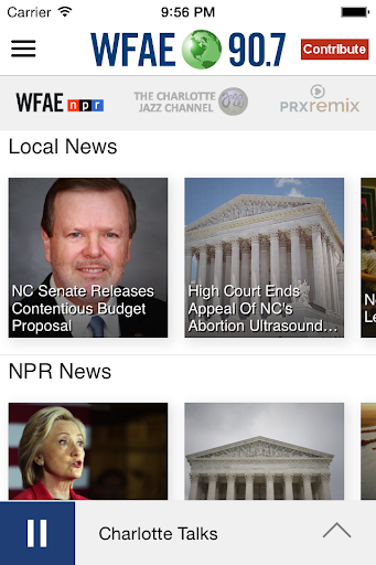 WFAE Public Radio App Screen 2