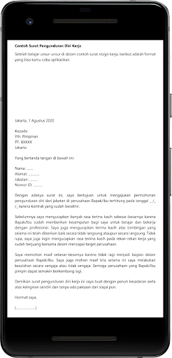 Contoh Surat Pengunduran Diri