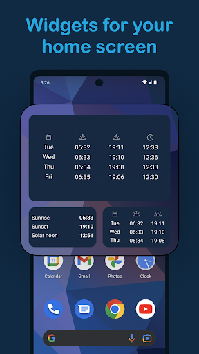 Screenshot of Sunrise and Sunset Times