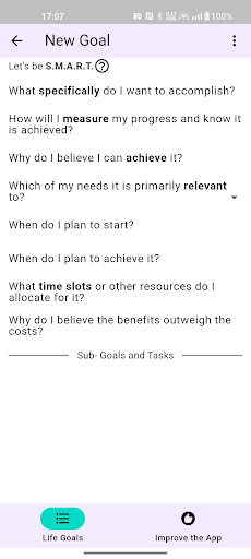 World of Goals: tasks and plan Screen 2